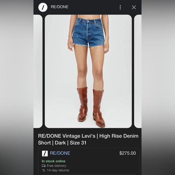 RE/DONE High Waisted Button Down Shorts - Picture 5 of 5